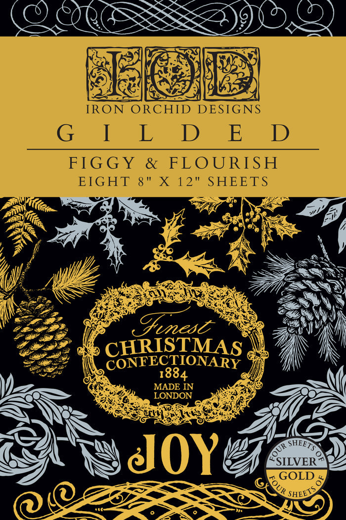 IOD Decor Gilded Foil Transfer Figgy and Flourish 8x12" 8 Sheets Pad by Iron Orchid Designs SALE! SALE!