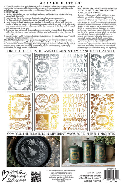 IOD Decor Gilded Foil Transfer Figgy and Flourish 8x12" 8 Sheets Pad by Iron Orchid Designs SALE! SALE!