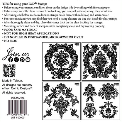 IOD Decor Mini Stamp Velveteen 6"x6" Four Sheets with Case by Iron Orchid Designs Velvetine