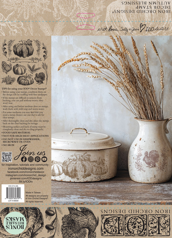IOD Decor Stamp Autumn Blessings 12" x 12" by Iron Orchid Designs