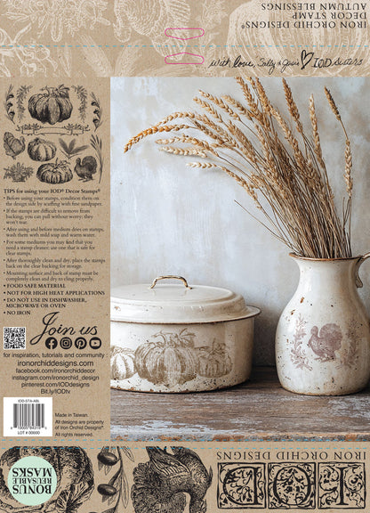 IOD Decor Stamp Autumn Blessings 12" x 12" by Iron Orchid Designs