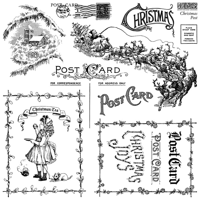 IOD Decor Stamp Christmas Post 12" x 12" by Iron Orchid Designs