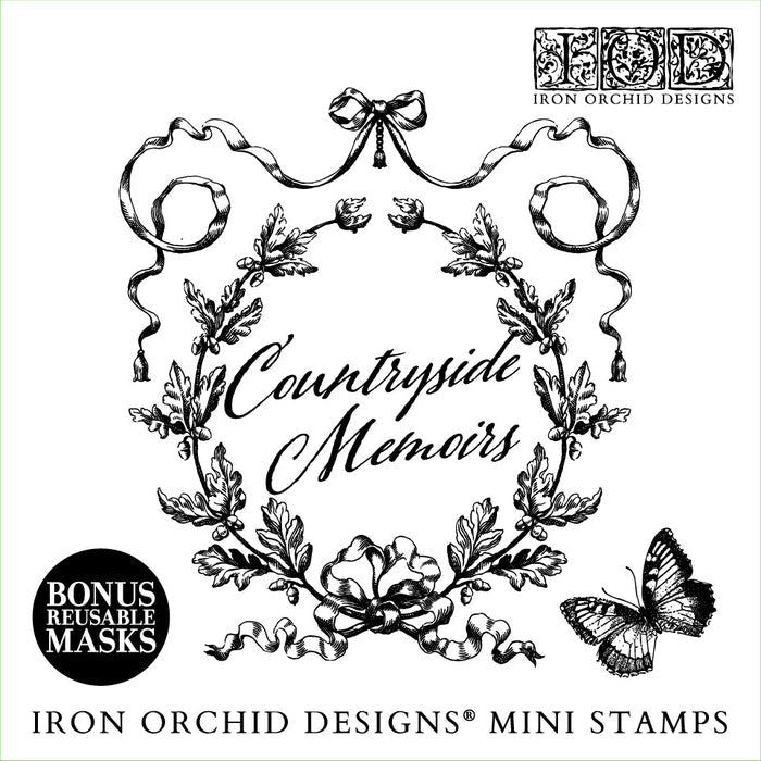 IOD Decor Stamp Countryside Memoirs 6"x6" Four Sheets with Case by Iron Orchid Designs