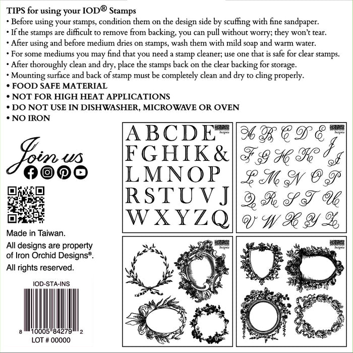 IOD Decor Stamp Insignia 6"x6" Four Sheets with Case by Iron Orchid Designs