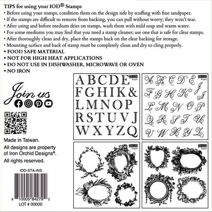 IOD Decor Stamp Insignia 6"x6" Four Sheets with Case by Iron Orchid Designs