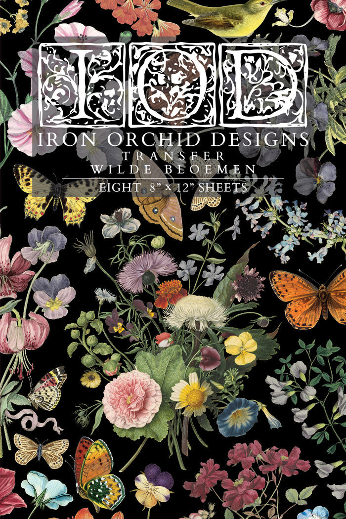 IOD Decor Transfer Wilde Bloemen 8"X12" 8-Pages Pad by Iron Orchid Designs
