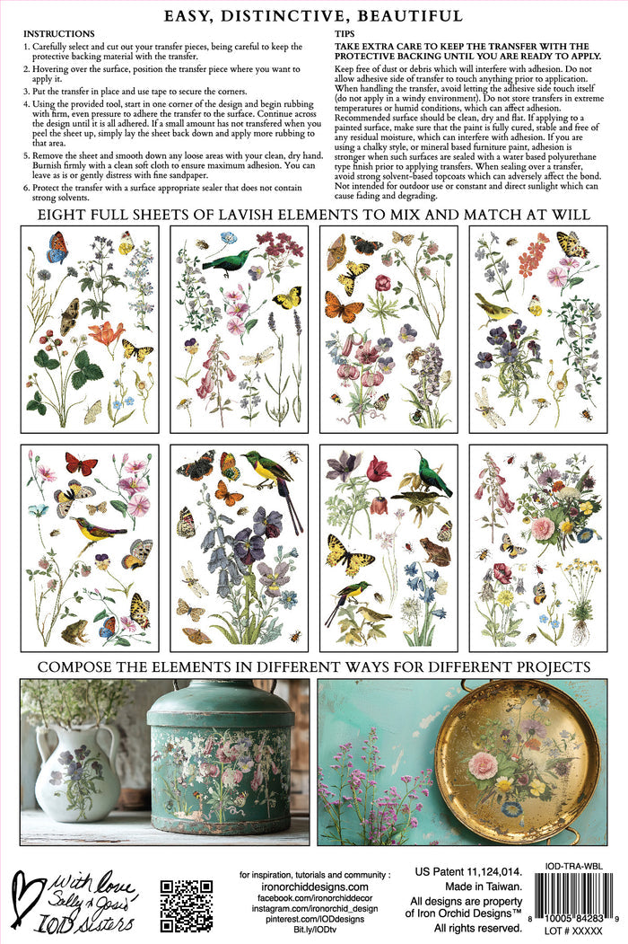 IOD Decor Transfer Wilde Bloemen 8"X12" 8-Pages Pad by Iron Orchid Designs