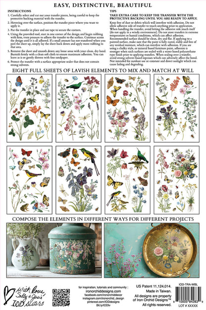 IOD Decor Transfer Wilde Bloemen 8"X12" 8-Pages Pad by Iron Orchid Designs