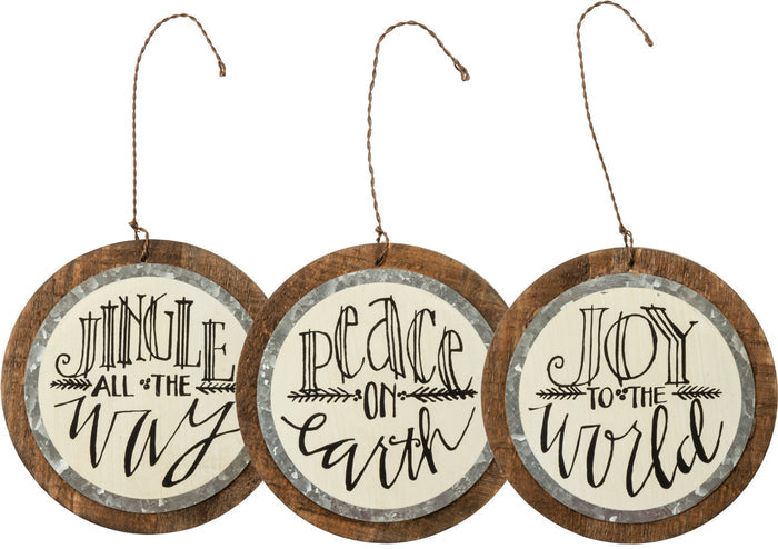 "Jingle, Joy, Peace" Ornament Set of 3 #100-C179