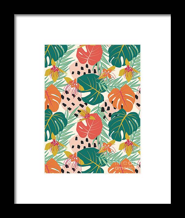 Jungle Floral Pattern  - Framed Print