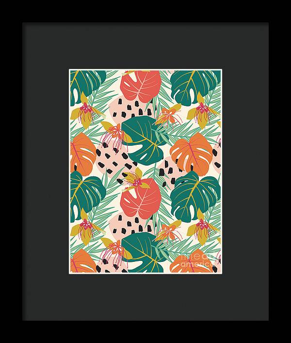 Jungle Floral Pattern  - Framed Print