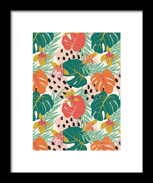 Jungle Floral Pattern  - Framed Print