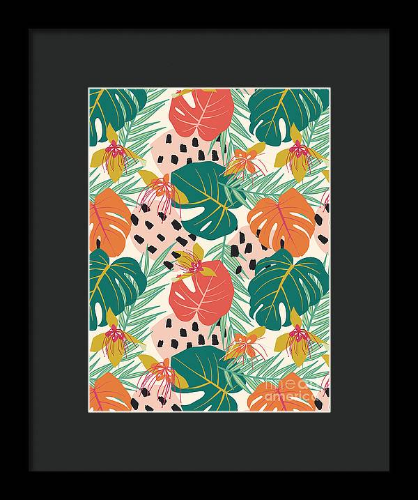 Jungle Floral Pattern  - Framed Print