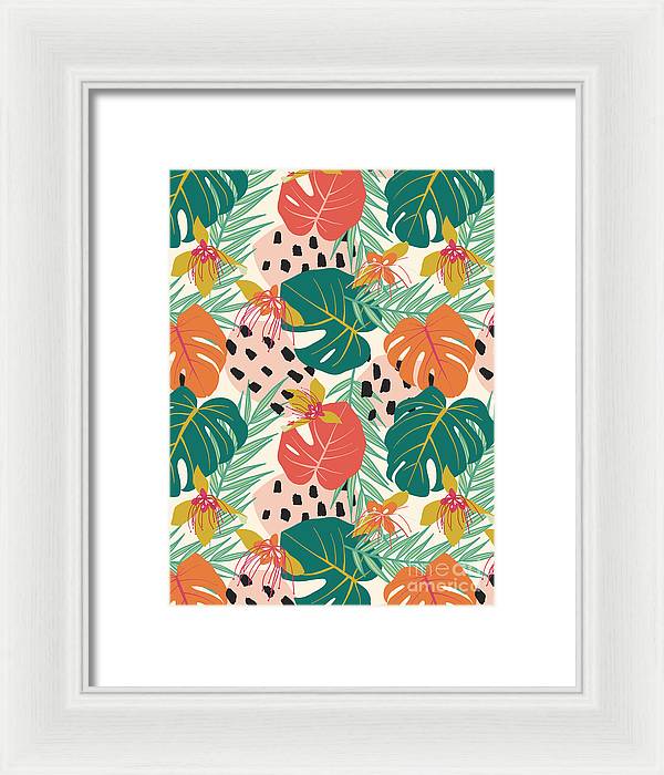 Jungle Floral Pattern  - Framed Print