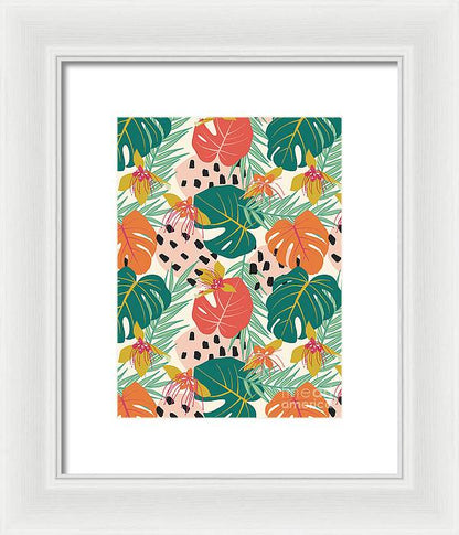 Jungle Floral Pattern  - Framed Print