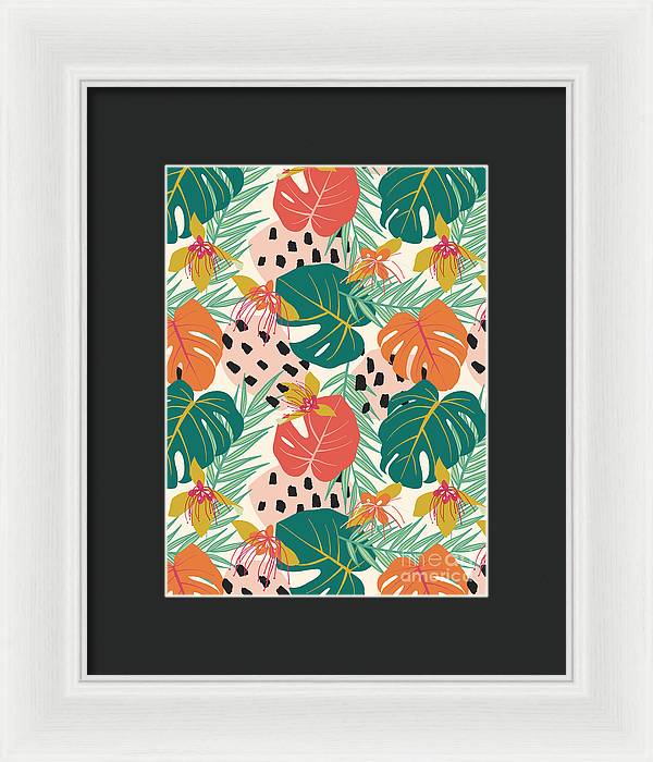 Jungle Floral Pattern  - Framed Print