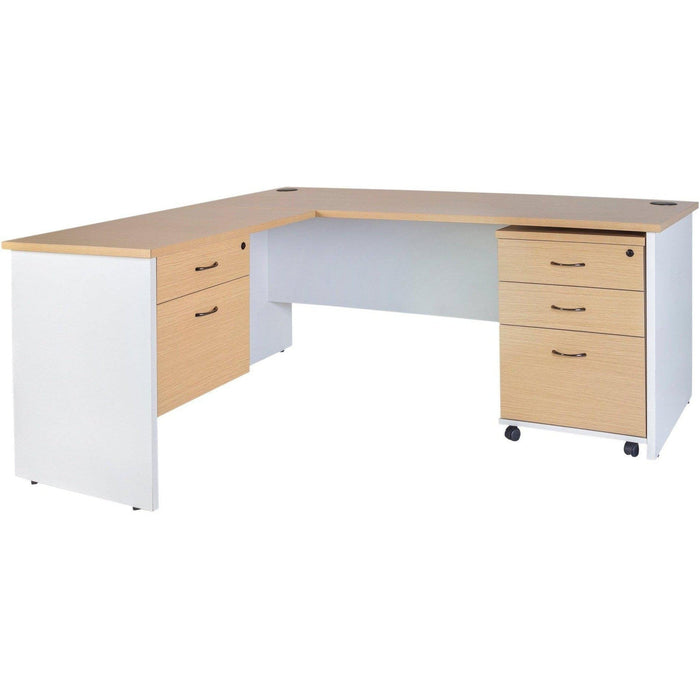 Logan Fixed Pedestal - 2 Drawer - Oak/White