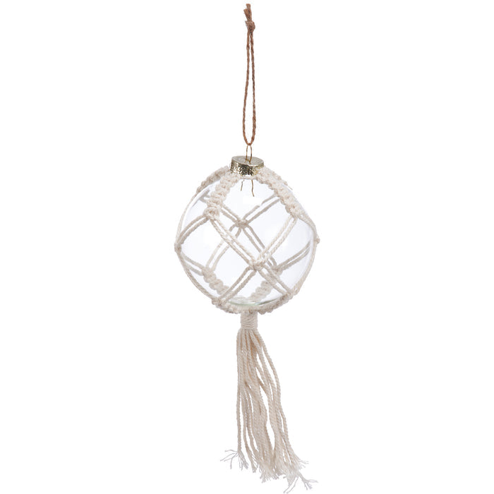 Macrame Glass Orb Christmas Ornament Set of 3 #100-C210