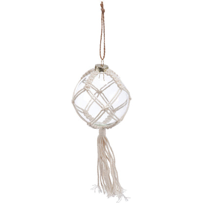 Macrame Glass Orb Christmas Ornament Set of 3 #100-C210