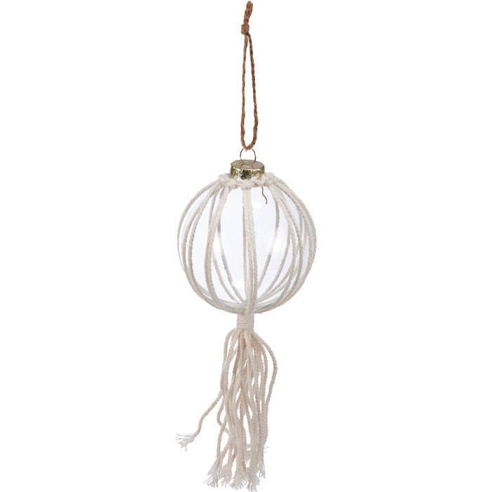Macrame Glass Orb Christmas Ornament Set of 3 #100-C210