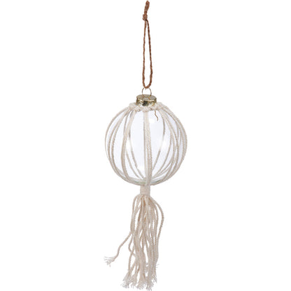 Macrame Glass Orb Christmas Ornament Set of 3 #100-C210