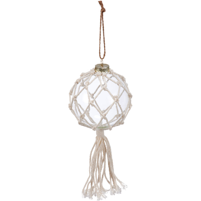 Macrame Glass Orb Christmas Ornament Set of 3 #100-C210