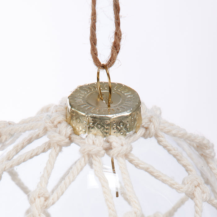 Macrame Glass Orb Christmas Ornament Set of 3 #100-C210