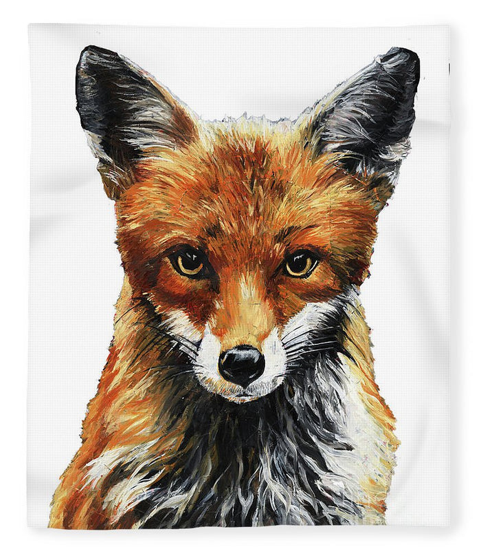 Mrs. Fox Oil Painting with White Background - Blanket