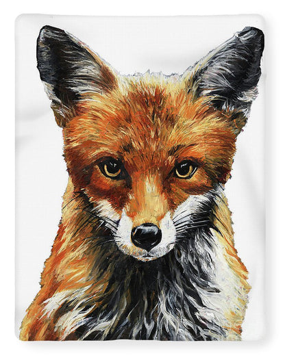 Mrs. Fox Oil Painting with White Background - Blanket