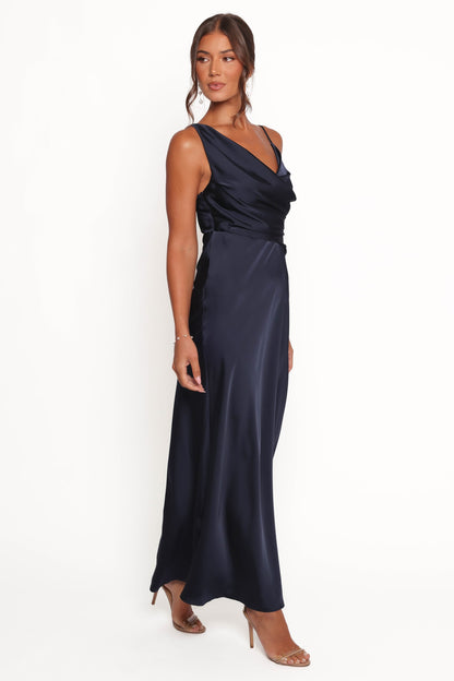 Anela Asymmetric Midi Dress - Navy