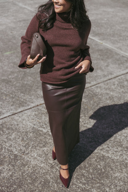 Bindy Cowlneck Knit Sweater - Brown