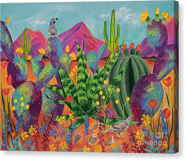 Quail Family Outing - Canvas Print