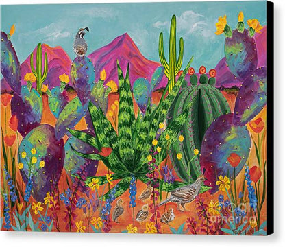 Quail Family Outing - Canvas Print