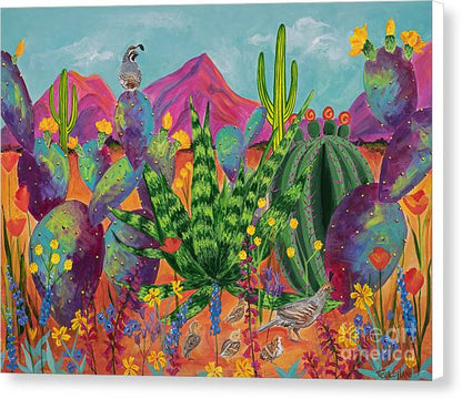 Quail Family Outing - Canvas Print