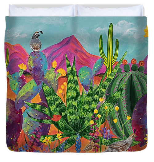 Quail Family Outing - Duvet Cover