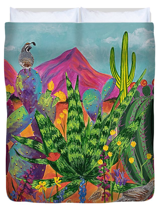 Quail Family Outing - Duvet Cover