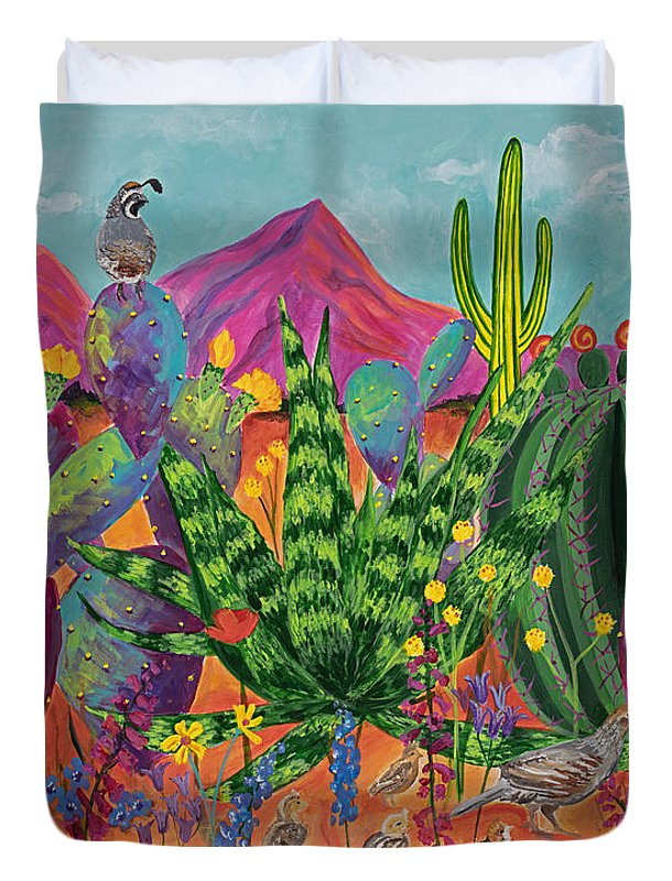 Quail Family Outing - Duvet Cover