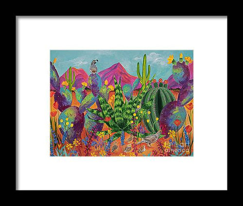 Quail Family Outing - Framed Print