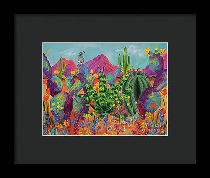 Quail Family Outing - Framed Print