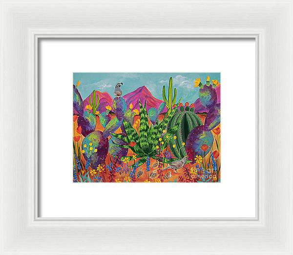 Quail Family Outing - Framed Print