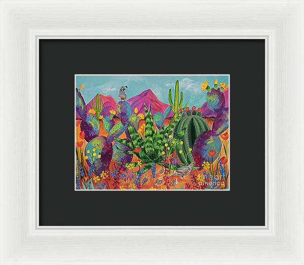 Quail Family Outing - Framed Print