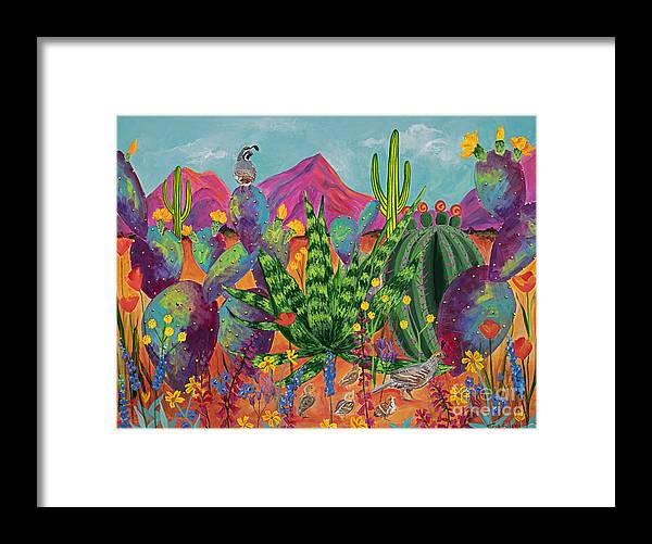 Quail Family Outing - Framed Print