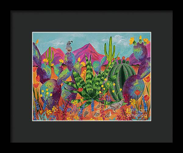 Quail Family Outing - Framed Print