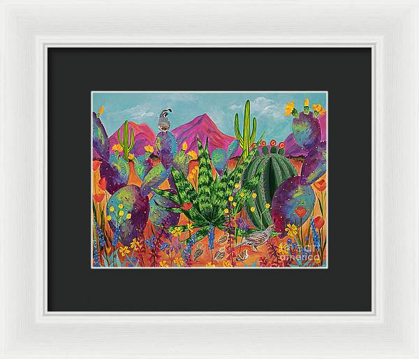 Quail Family Outing - Framed Print