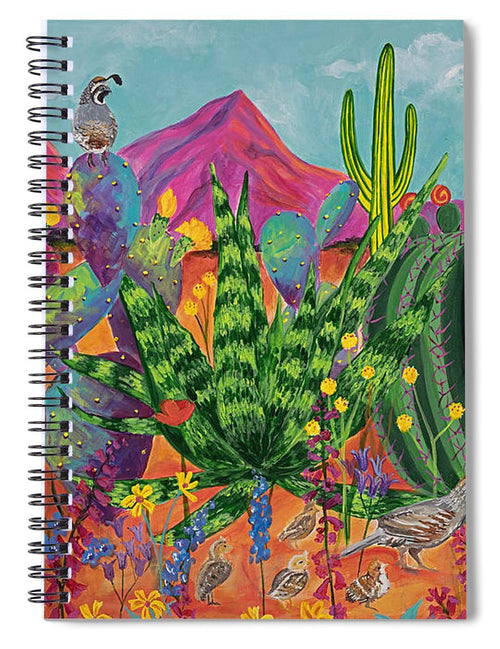 Quail Family Outing - Spiral Notebook