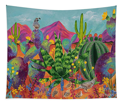 Quail Family Outing - Tapestry