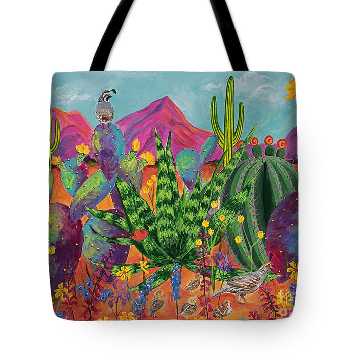 Quail Family Outing - Tote Bag