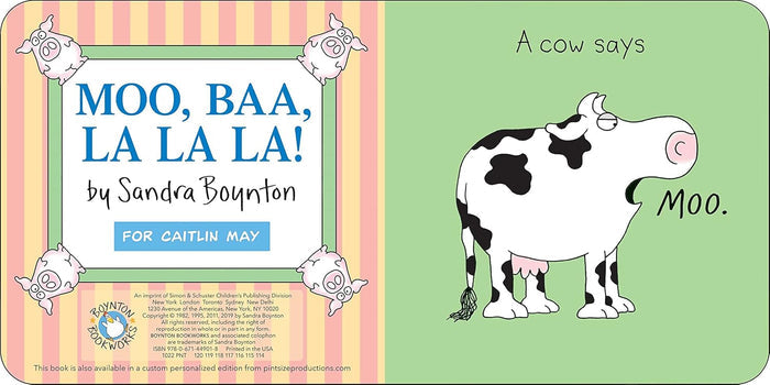 Sandra Boynton Moo Baa Fa La La La La Book Sturdy Board Book