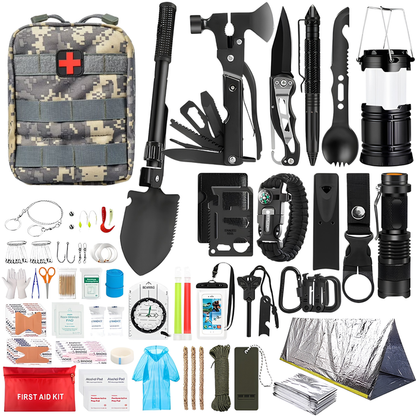 Survival Gear First Aid Kit with Molle System Compatible Bag