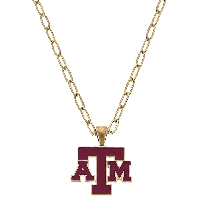 Texas A&M Aggie Enamel Pendant Necklace